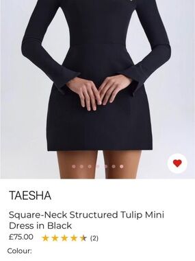 Oh Polly Taesha Black Square-Neck Tulip Mini Dress